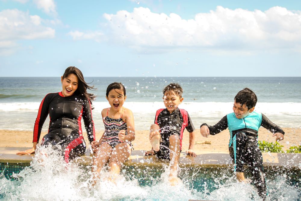 Kids playing at the beach